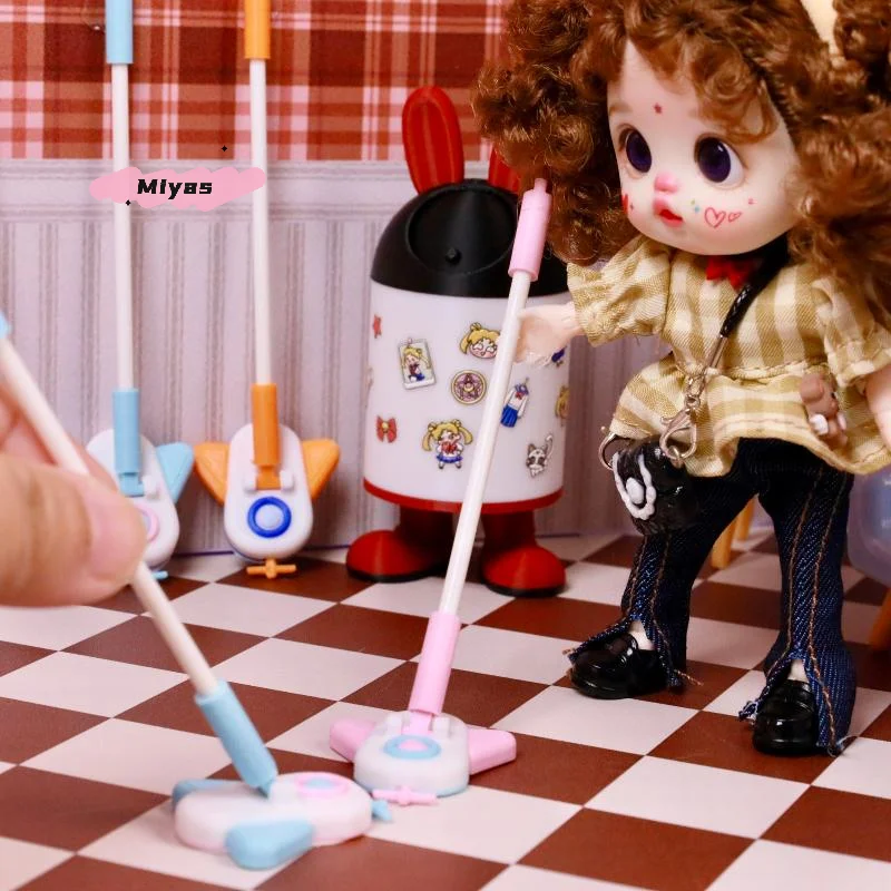 1 stks miniatuur poppenhuis stoffer simulatie modelvliegtuigen mop pop accessoires DIY decoratie voor creatieve speelsets