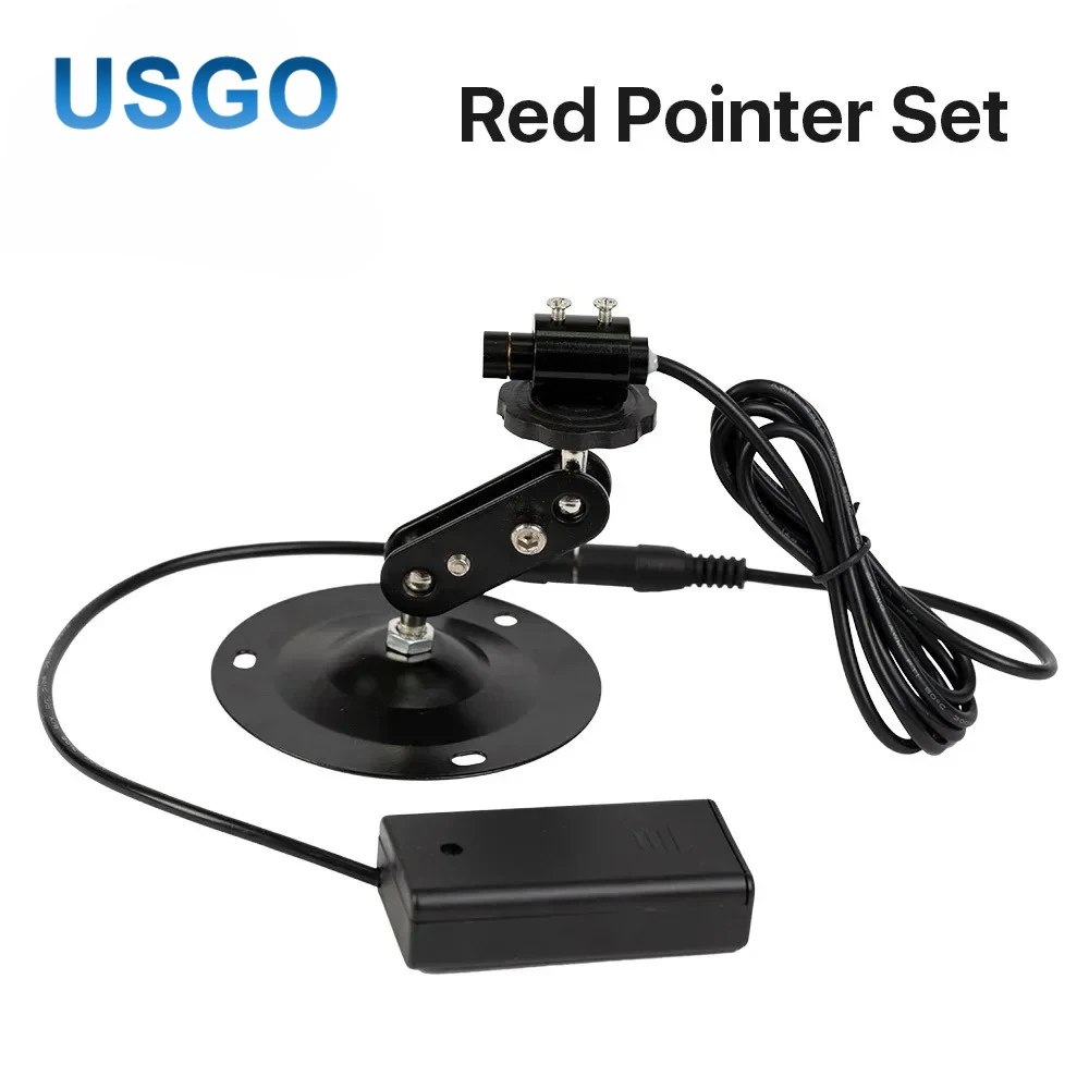 USGO Focusable Red Dot Laser Diode Module Beam Locator Set with Mount Bracket Battery Case for Marking CNC