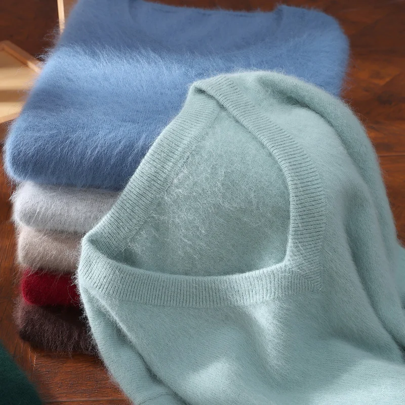 Mink Cashmere Men's Sweaters V-neck Pullovers Cashmere Knitting Hot Sale Autumn Winter Sweater Knitwear High Quality Jumpers Top