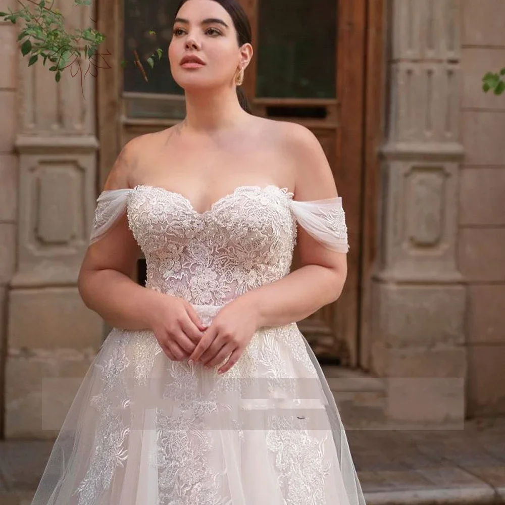 فساتين زفاف Flavinke كلاسيكية مخصصة بدون أكتاف على شكل حرف a 2025 رقبة على شكل قلب فساتين العروس مزينة بالتول رداء De Mariee