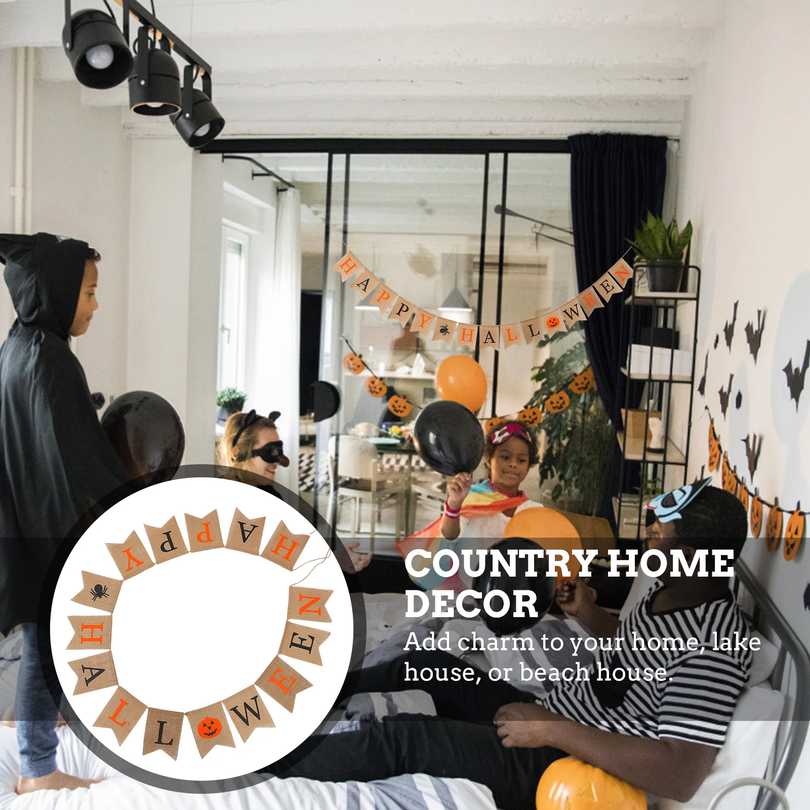 

Halloween Banner Decorations H made Jute Festive Party Layout Prop Rustic Colorful Strong Suitable Indoor Outdoor