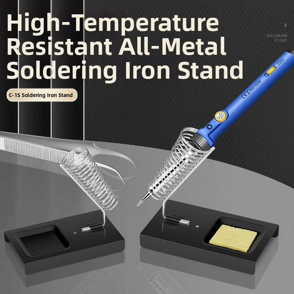 

Цельнометаллическая подставка для паяльника с тяжелым основанием и пружинным держателем для стабильного и безопасного для размещения сварочных инструментов