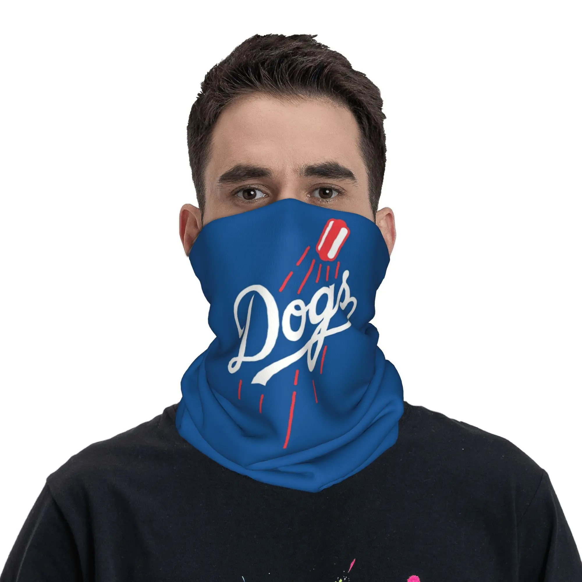 

Dodger Dogs - Blue Bandana Neck Gaiter Printed Wrap Scarf Multi-use Balaclava Hiking Fishing Unisex Adult Washable