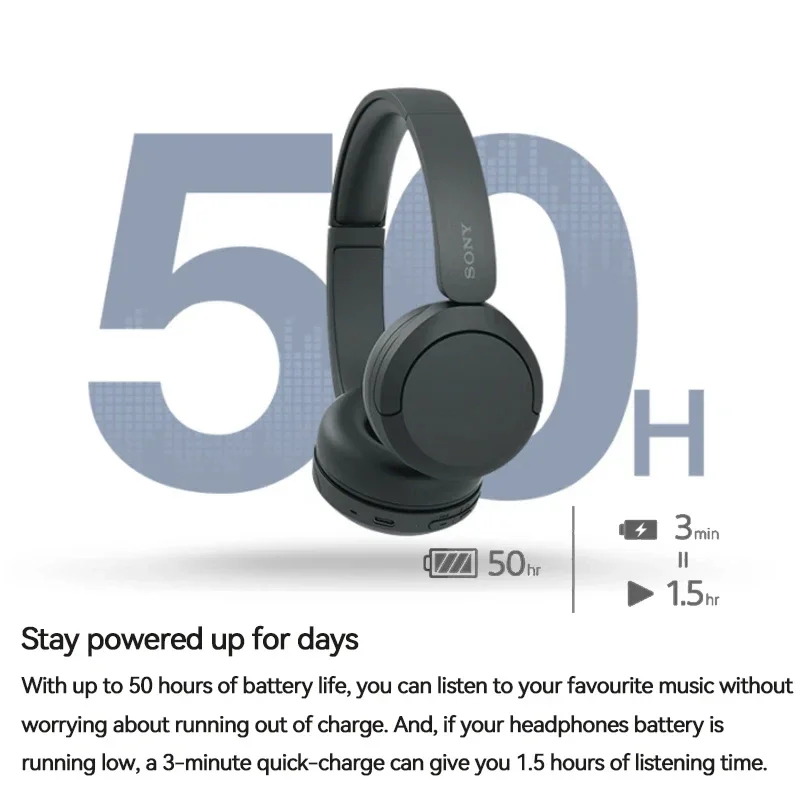 Sony WH-CH520 Wireless Headphones Support DESS Bluetooth wireless headset up to 50 hours Battery Life Support Voice Assistan