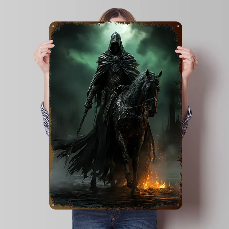 Black Horse of the Dead Metallposter, personalisierte Wandkunst, Retro-Vintage-Metallblechschilder für Hausraumdekorationen, Heimdekorationen
