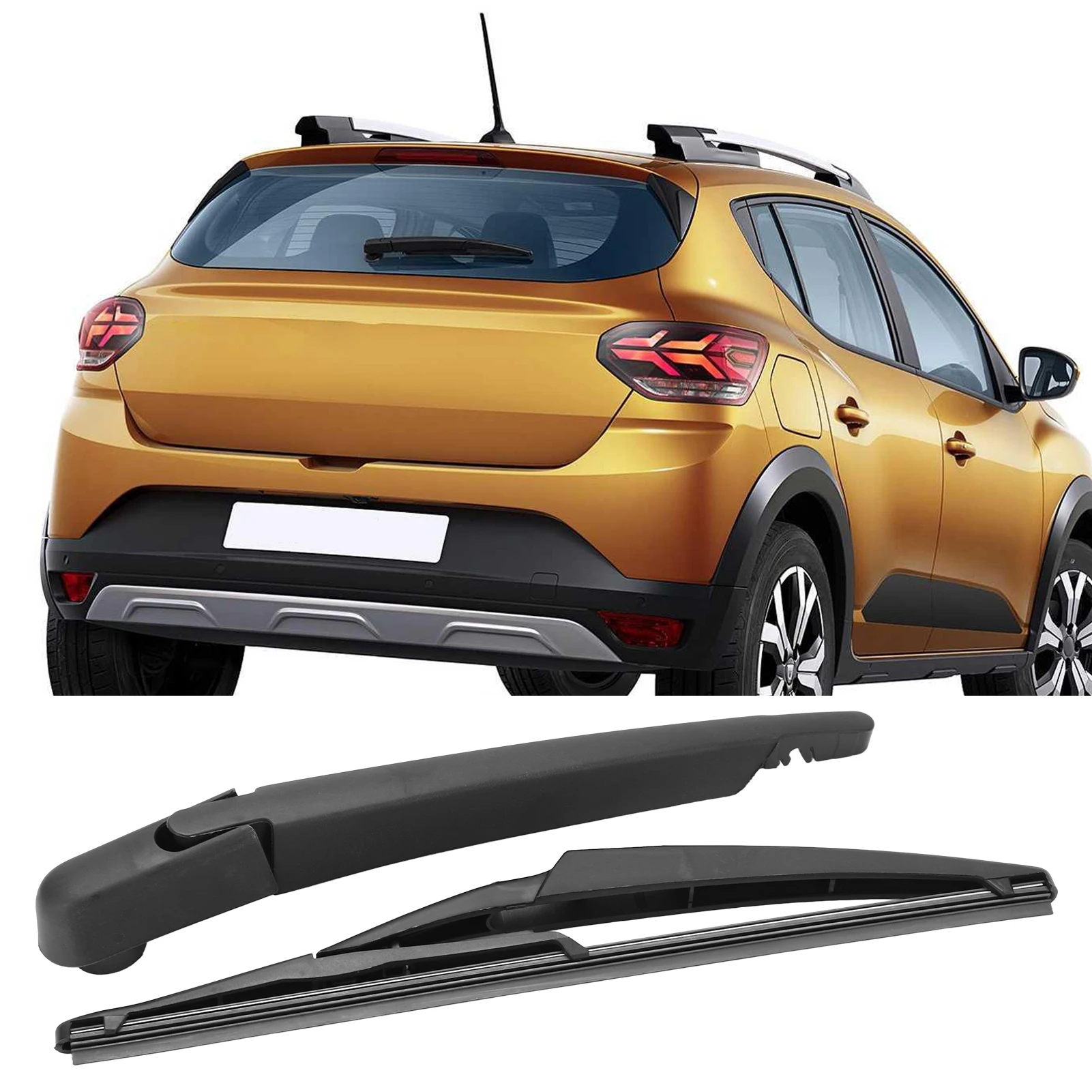 Car Rear Windshield Wiper Arm Blade Set 287815304R Black Replacement for DACIA SANDERO 2005‑2015