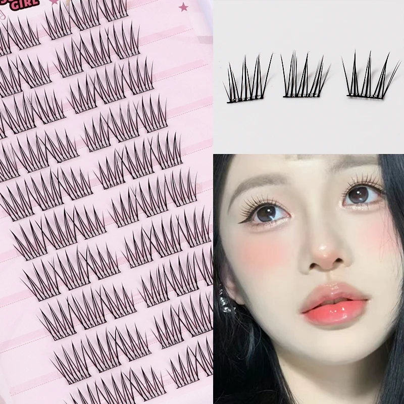 接着剤不要のセクション式上まつげ 韓国アイドルグループ風つけまつげ 1箱60束入り