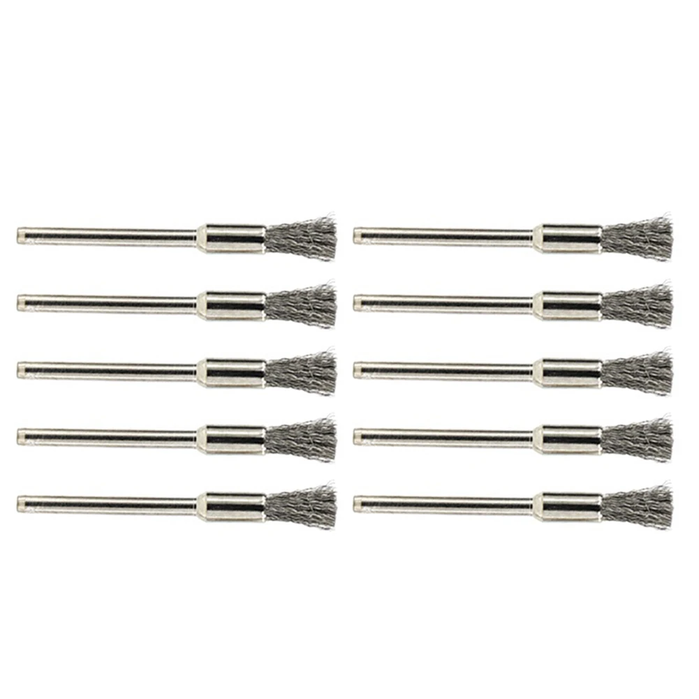 10PCS 5x3mm Stainless Steel Wire Brush Wheel For For Mold Grinder Electric Rotary Drill Polishing Finishing Metal Factory Tools