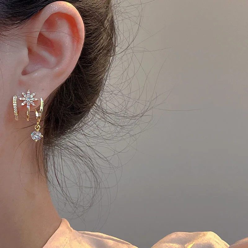 New Exquisite Micro Inlaid Shiny Zircon Stud Earrings For Women Korean Style Luxury Earring Girl Party Temperament Jewelry image 5