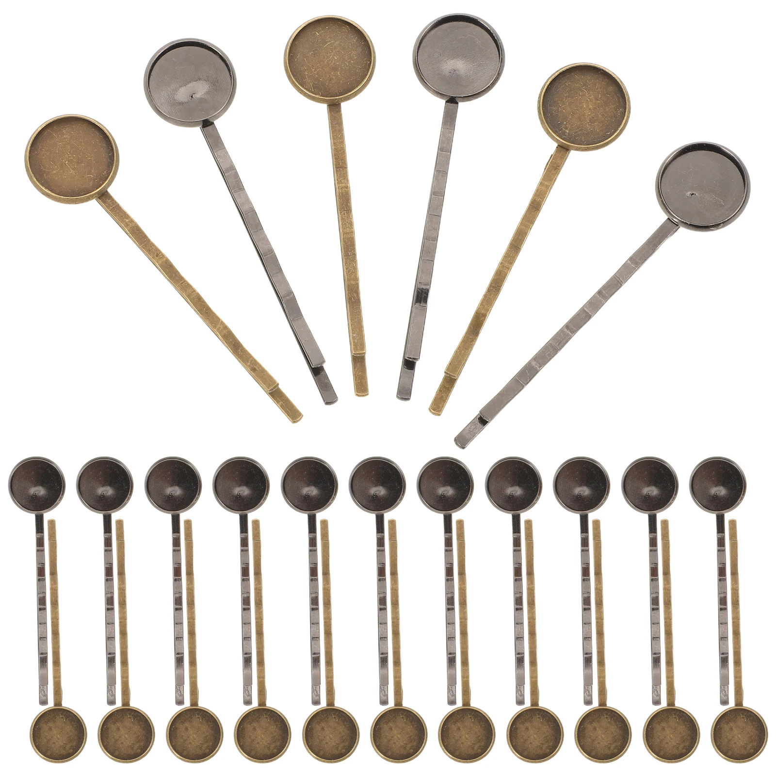 

40pcs Hair Barrettes Base 12Mm Blank Bezel Tray Metal For Diy Cabochon Clips Craft Thick Hair Claw Findings Accessories