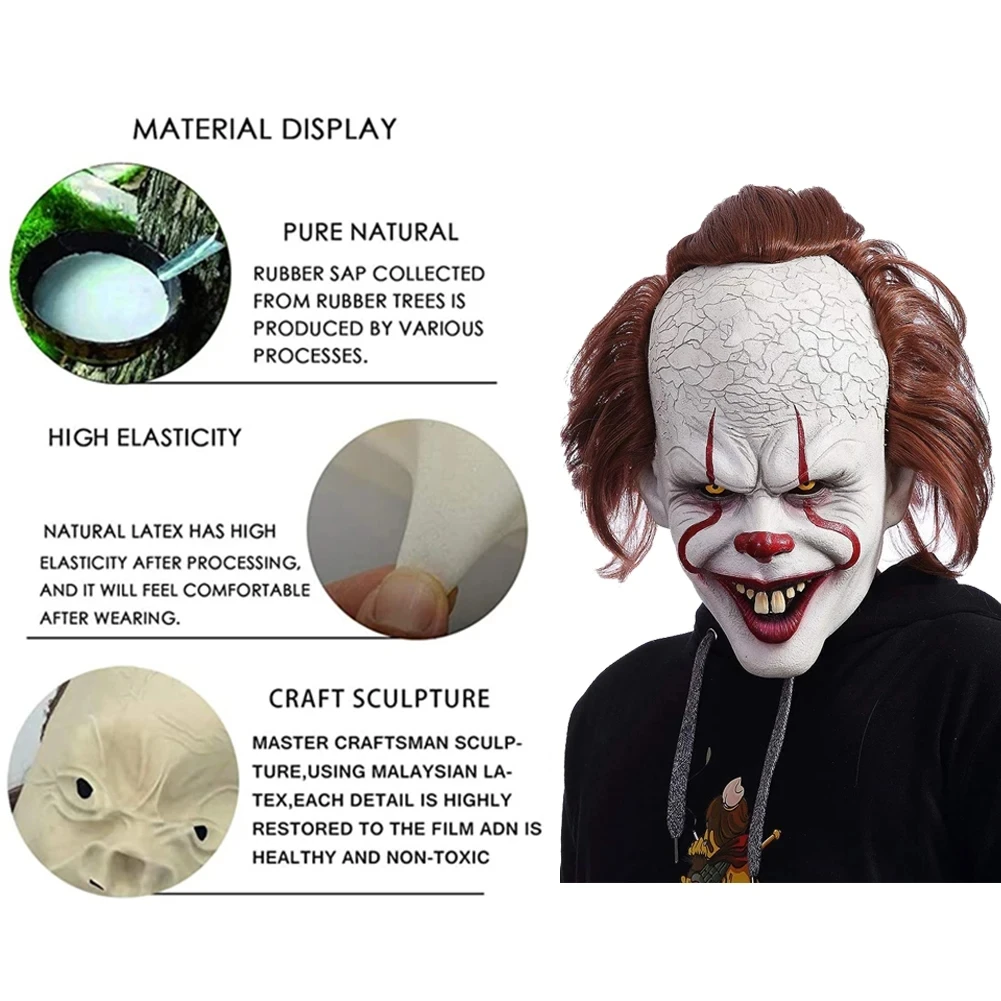 Halloween Mask Luminescent Stephen King\'s It Mask Pennywise Horror Clown Joker Mask Clown Mask Halloween Cosplay Costume Props