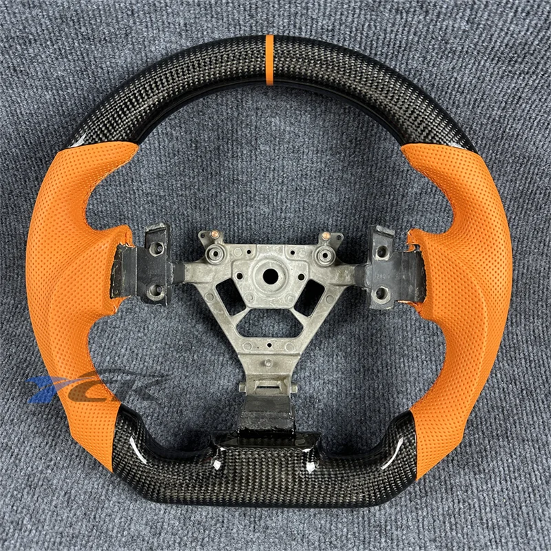 

Custom Carbon Fiber & Orange Leather Steering Wheel for N-issan 350Z 2003 Personalized Auto Interior Car Accessories