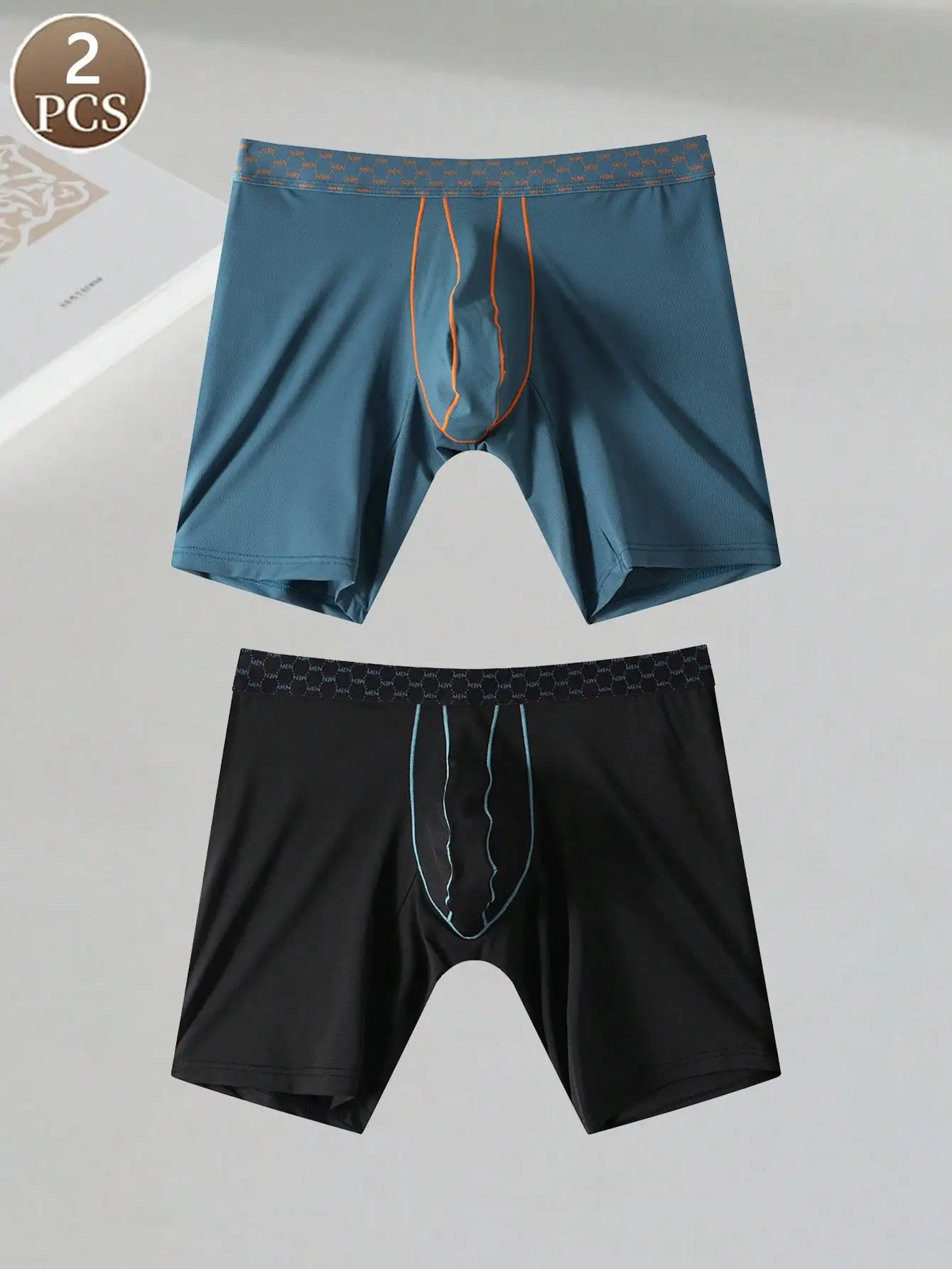 

2 шт., повседневные спортивные базовые трикотажные ткани, мягкие однотонные быстросохнущие мужские шорты-боксеры со средней талией, модные крутые шорты из ледяного шелка