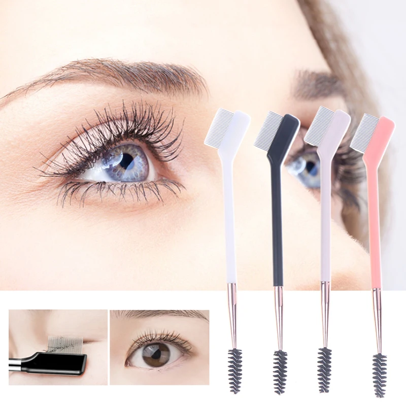 Double Headed Eyebrow Brush Steel Needle Eyelash Comb Contouring Eye Brow Eyeliner Makeup Brushes Eyes Blend Cosmetic Brushes