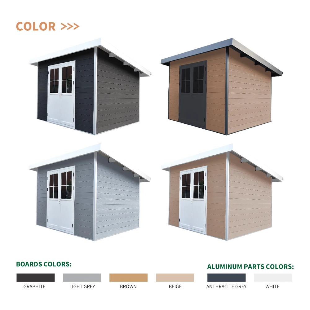 تصميم جديد - حزمة مسطحة جدارية مركبة من الخشب والبلاستيك المقاوم للماء، منزل جاهز، كابينة منزلية جاهزة للتخزين في الهواء الطلق #1