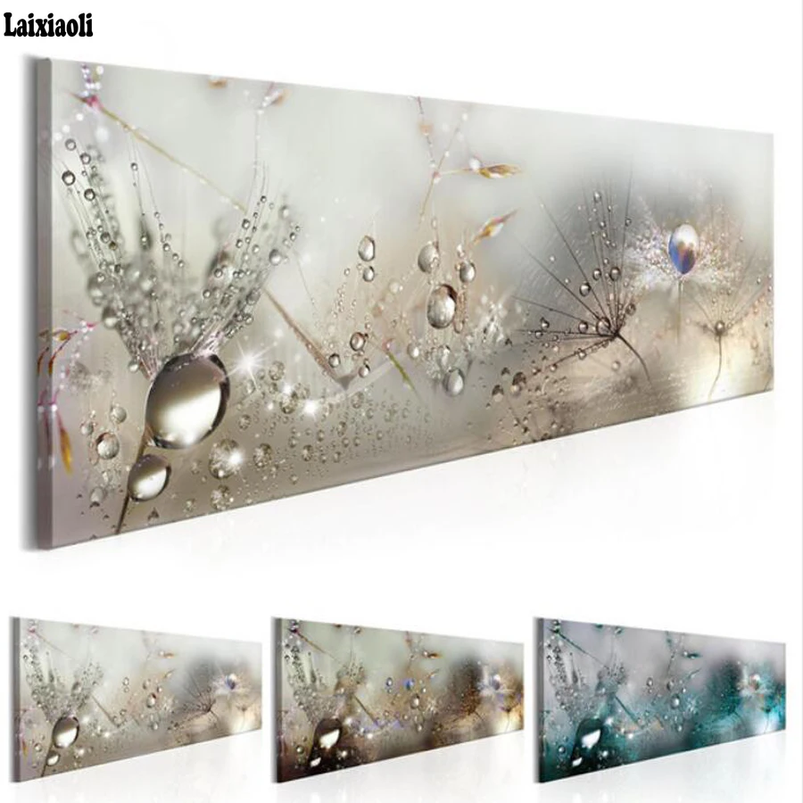 Large size DIY 5d Diamond Painting Transparent Flower with Drop Water cross stitch kits Mosaic Diamond Embroidery modern Crafts