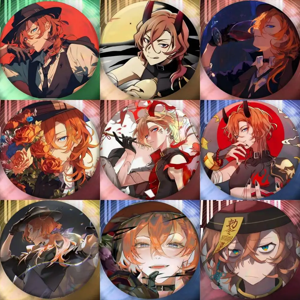 Anime Bungo Stray Dogs Nakahara Chuya   Badge Tinplate Meme Round Brooch for Hat Bag Creative Lapel Jewelry Accessories Gifts
