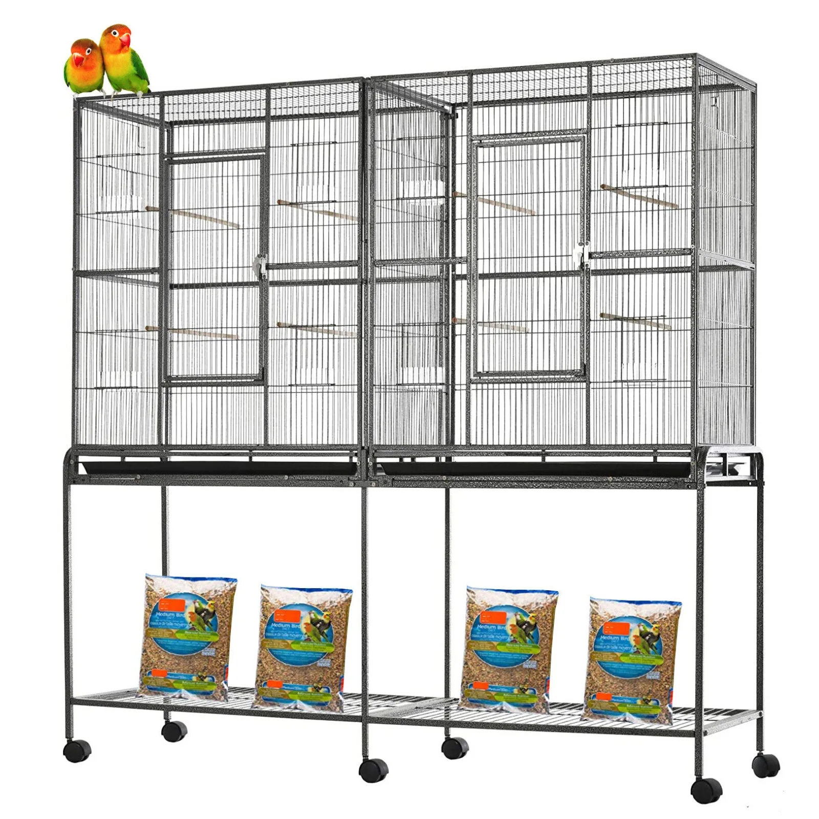 DOUBLE LARGE Flight Birds Treehouse Center Divider Rolling Cage Storage Shelf United States