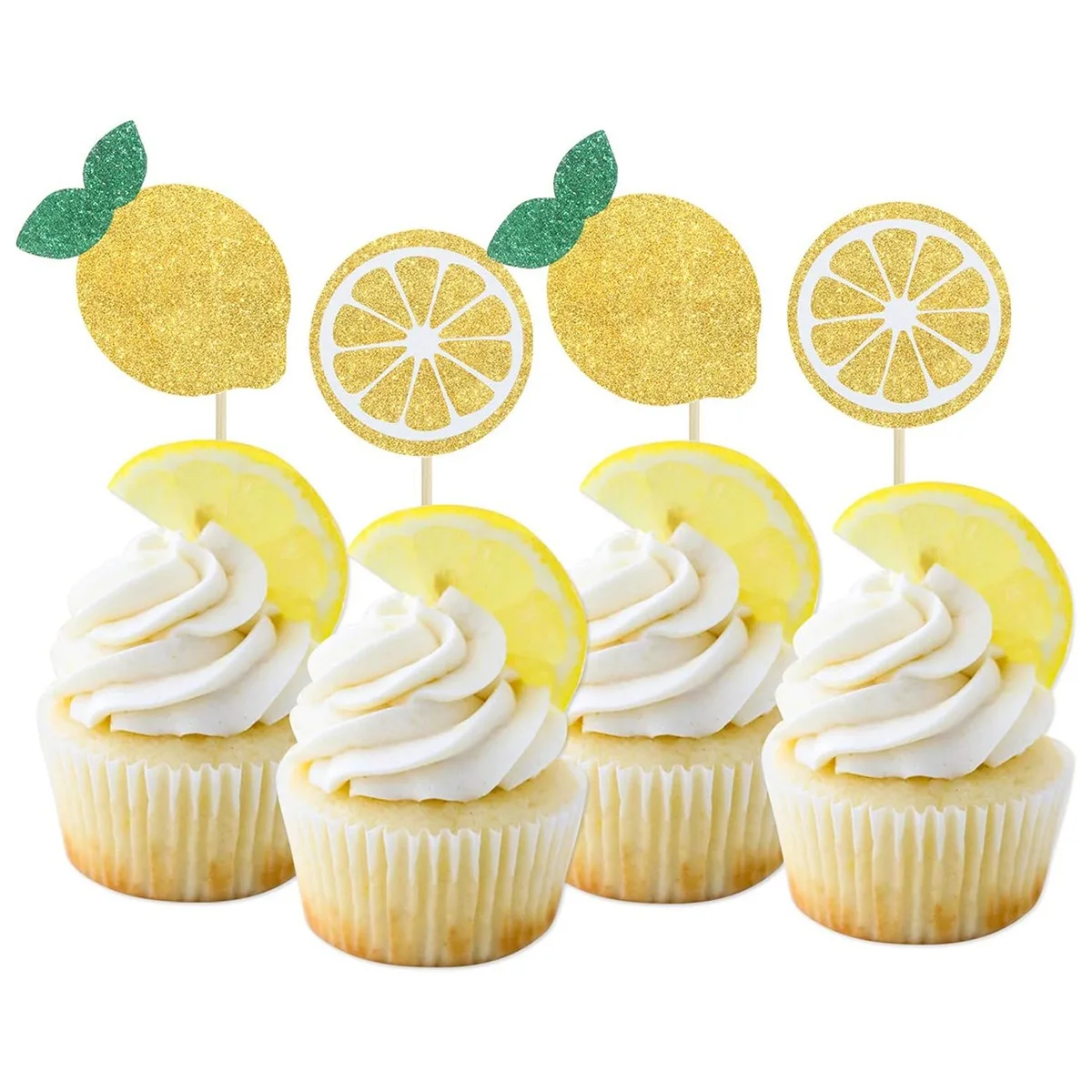 24 Stück Obst-Kuchenaufsätze Sommer-Thema Kuchendekoration Zitrone Erdbeere Kirsche Cupcake-Topper Hochzeit Geburtstag Cupcake-Deko – Detail 2
