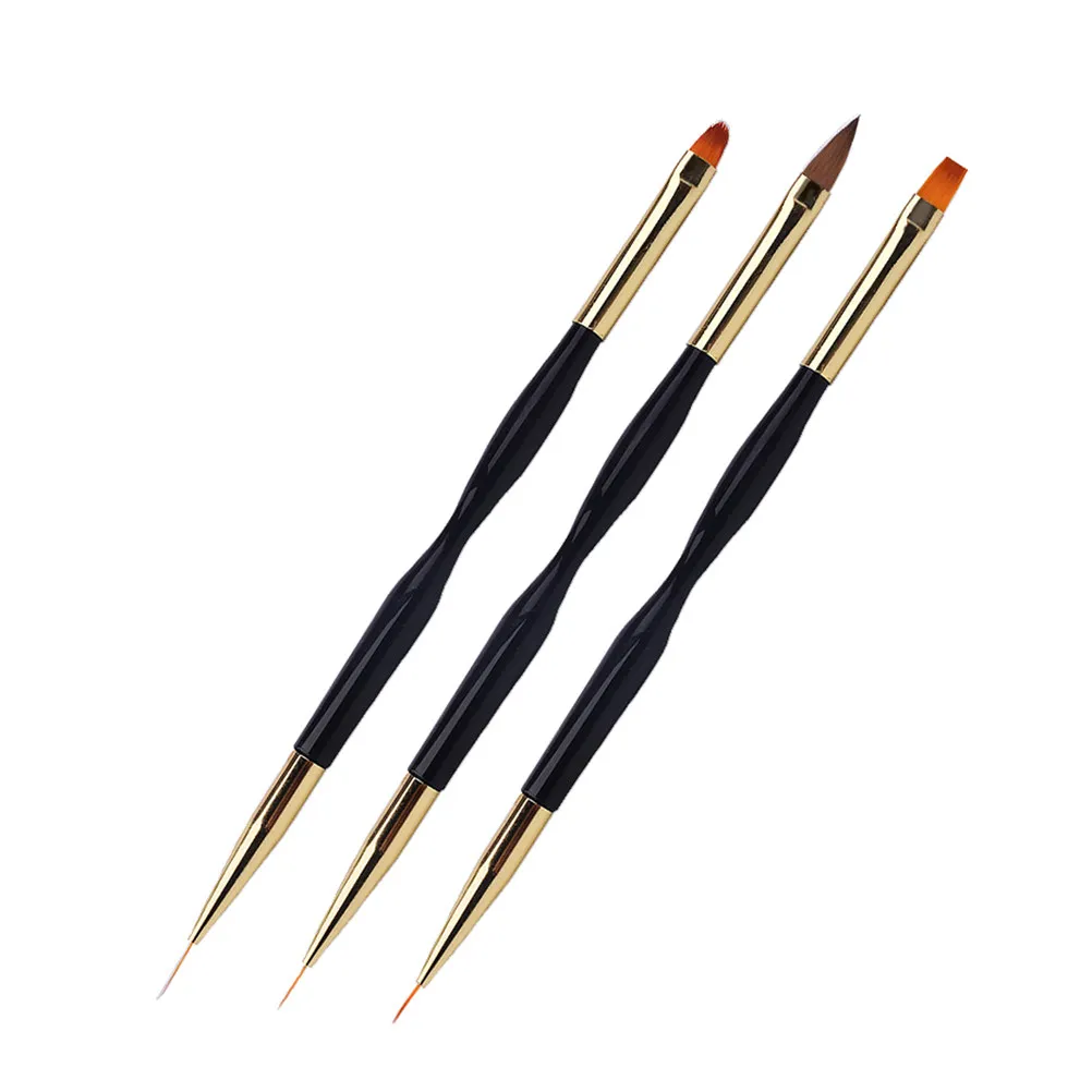 

Набор из 3 кистей для ногтей с двойной головкой, легкие портативные ручки-кисти для дизайна ногтей, рисования и прорисовки линий