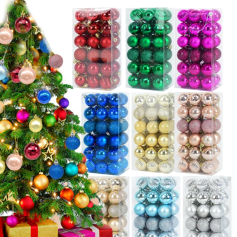 36 قطعة/صندوق كرات شجرة عيد الميلاد زخرفة الذهب الأحمر معلقة الحلي قلادة 2025 عيد الميلاد الديكور للمنزل 2026 هدايا السنة الجديدة