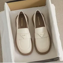Soft Sole Single Shoe Women's Black Loafers 2025 Summer New Round Toe Low Heel British Style Small Leather Shoes Plus Size 35-42