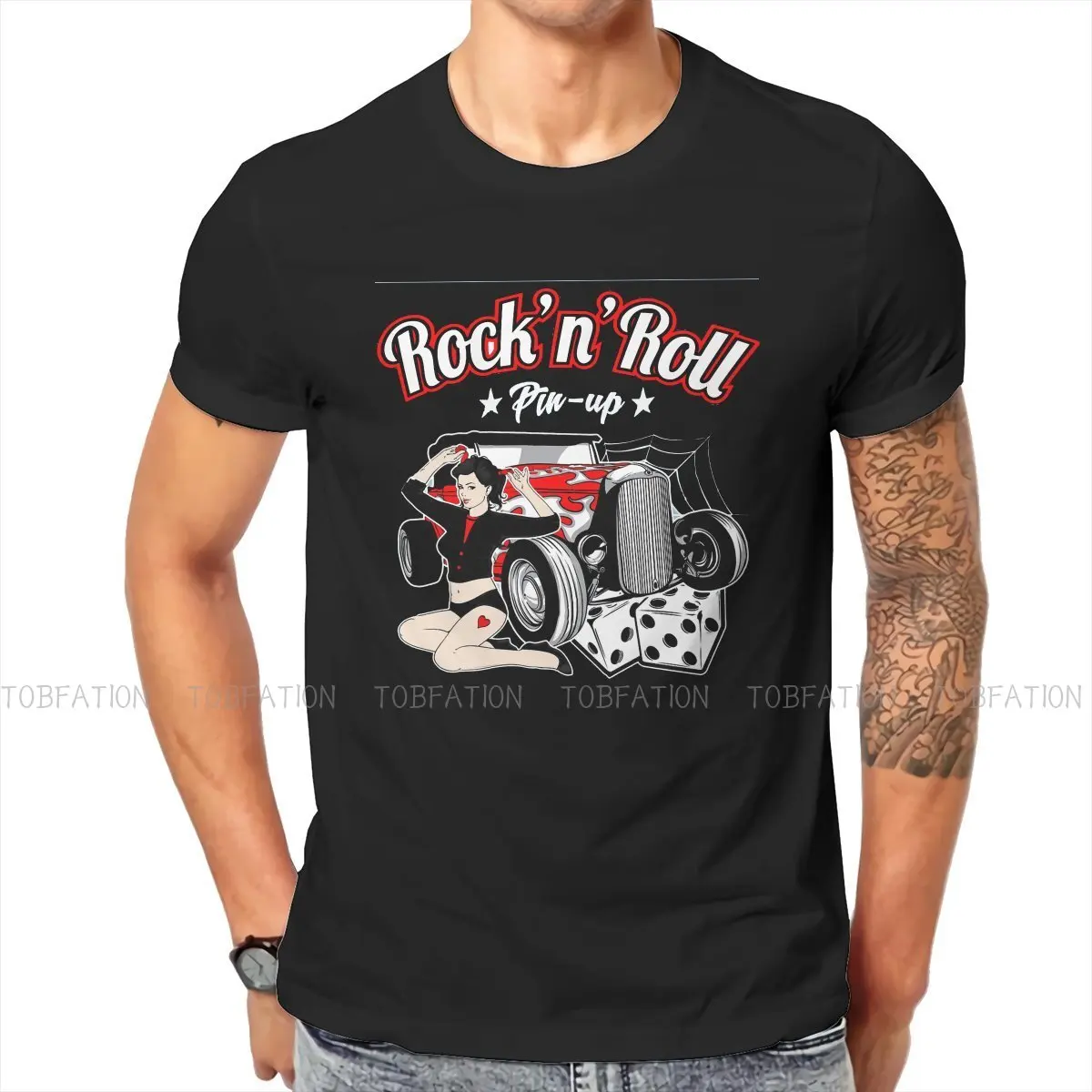 Rockabilly Pin Up Girl 50s Sock Hop Party Rock and Roll Hot Rod Tshirt Harajuku Men Streetwear Tops Cotton O-Neck T Shirt