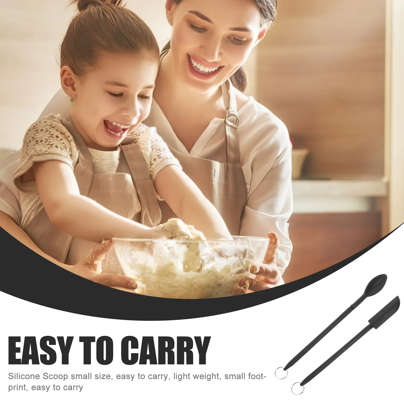 

1Set Jam Spatula Scoop Multipurpose Silicone Mini Telescopic Spatula Baking Scraper Small Portable Spoon with Hanging Hole