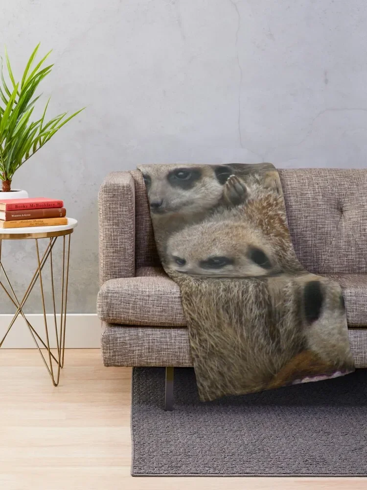 Meerkat family cuddles Throw Blanket Flannel Fashion Sofas wednesday Blankets