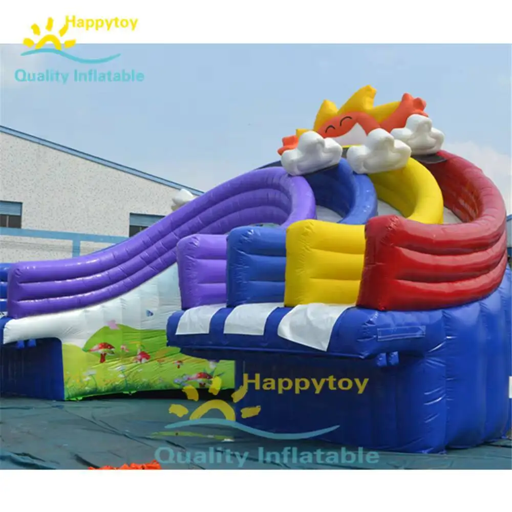 Parque comercial aquático colorido escada Perosotan piscina inflável slides de pele arco-íris para piscinas S