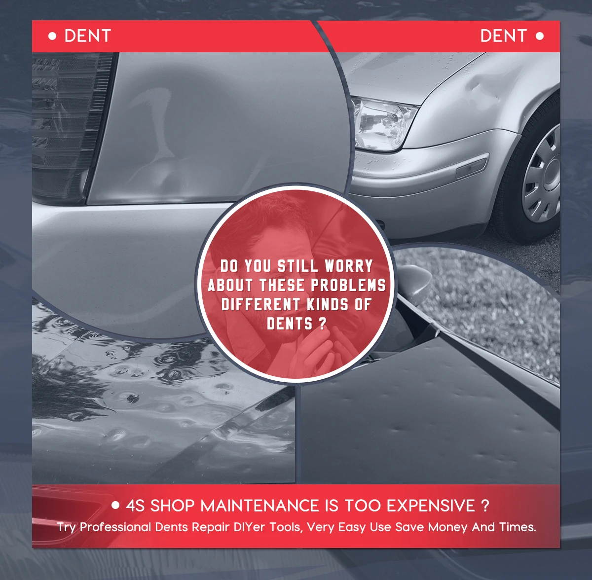 Car Body Dent Repair Dents Removing Paint-less Dent Repair Tools Removal Kits Repair System Accessory With Extention