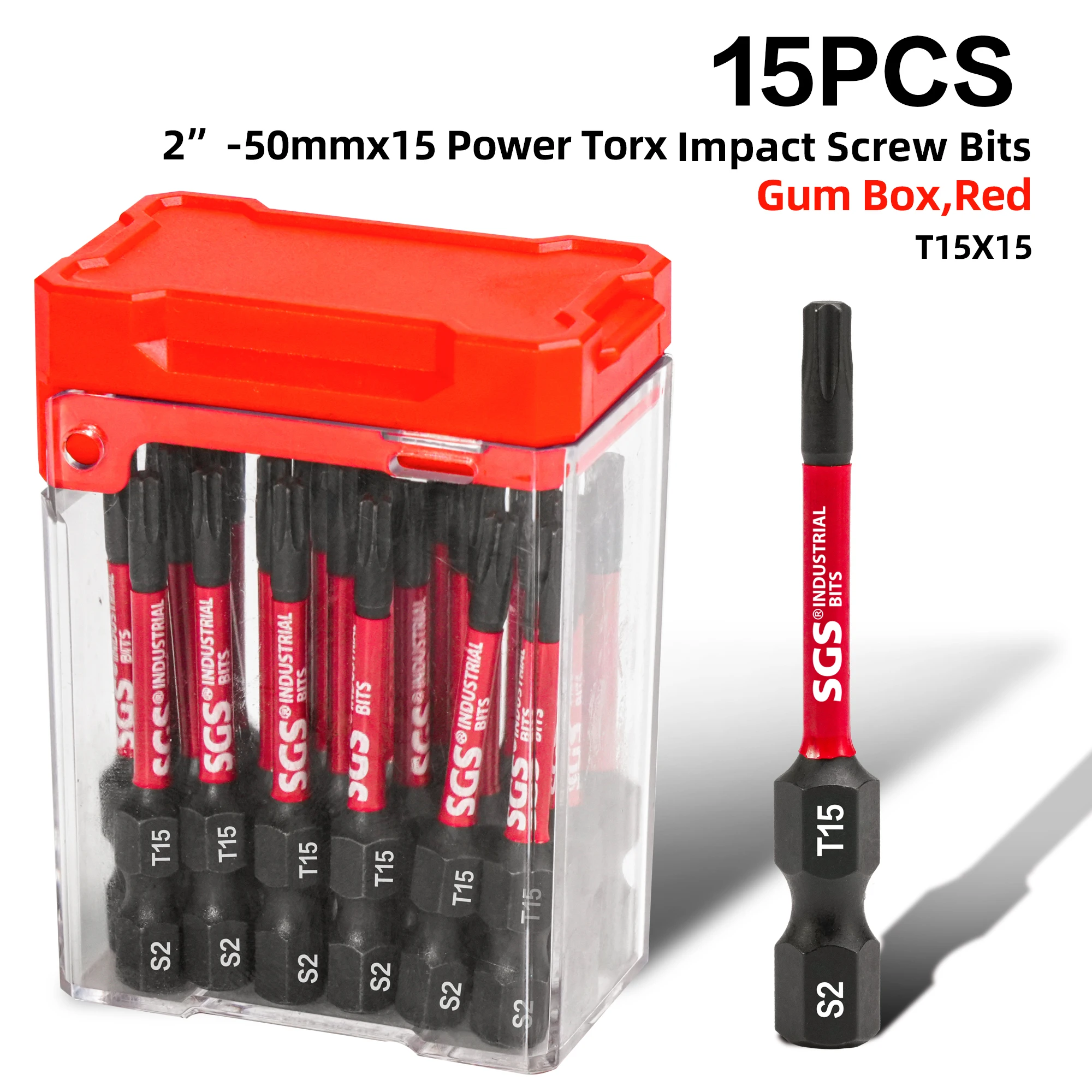 15-teiliges T15 Torx-Bit-Set, Industriequalität, S2-Legierungsstahl, 50 mm, schlagfeste Torx-Bits, 1/4 Sechskantschaft, universell einsetzbar, mit Aufbewahrungsbox, speziell für Autoreparatur /