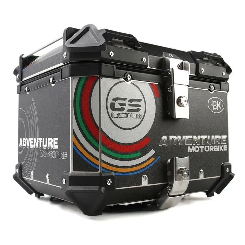 Factory Hot Selling 36L 45L 55L 65L Aluminum Motorcycle Box Universal Motorcycle Rear Lage Helmet Storage Case Trunk Key Lock Mo
