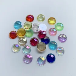 40pcs 10mm Acrylic Rhinestone AB Acrylic Round Facets FlatBack Cabochon DIY Craft/Wedding Decoration -8E27