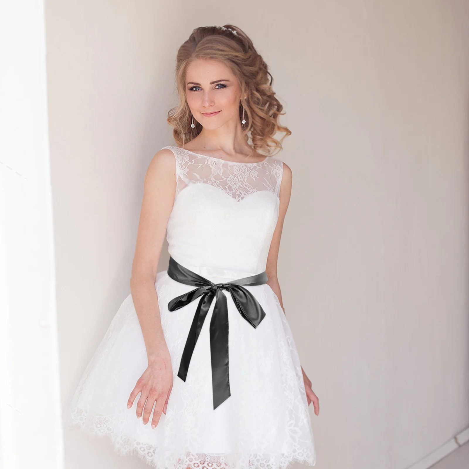 

Double-Sided Satin Belt Adjustable Ribbon Tie Sash Waist Bowknot Bridal Belt for Wedding Dress Formal Occasion Women Accessory