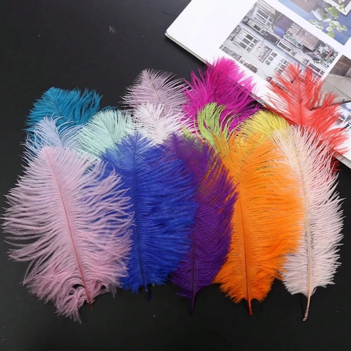 15-20cm 검정 타조 깃털 대량 깃털 웨딩 장식 파티 센터피스 DIY 공예품 홈 장식용