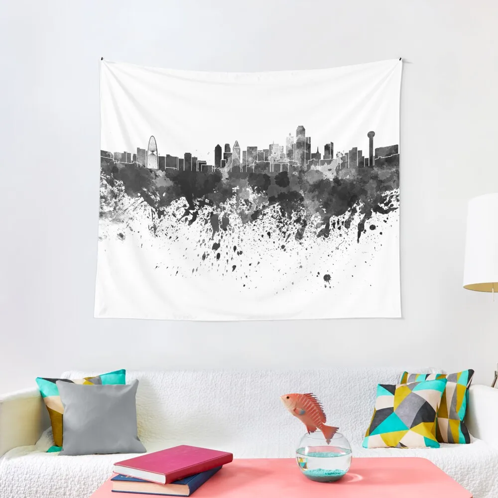 Dallas skyline in black watercolor Tapestry Hanging Wall Decorations For Your Bedroom Home Decorations Tapestry