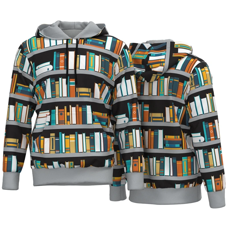 Books Bookshelf Library Librarian Men Women Hoodie 3D Printed Teacher Sweatshirt  Fashion Oversized Sweatshirts Kids Tracksuits