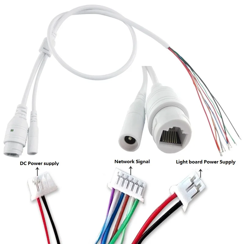 Cable de cámara IP impermeable para POE 45/78, Cable de red RJ45 + DC, Cable Pigtail para cámara de seguridad