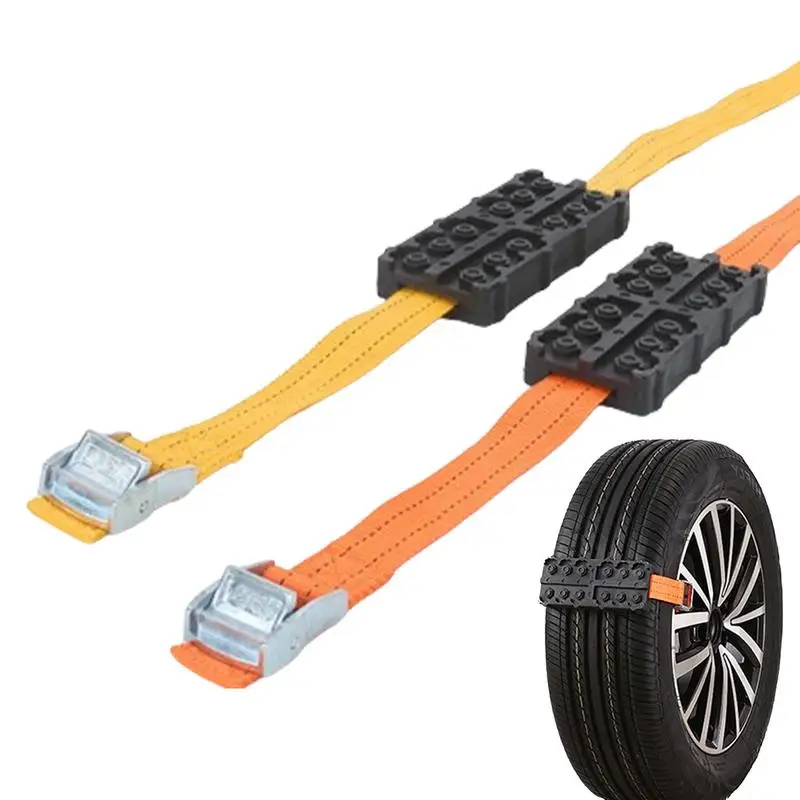 

Tire Traction Mats 2X Anti Skid Rubber Straps For Tires Snow Traction Mat Car Tire Traction Blocks Wheel Straps Off-Road Escape