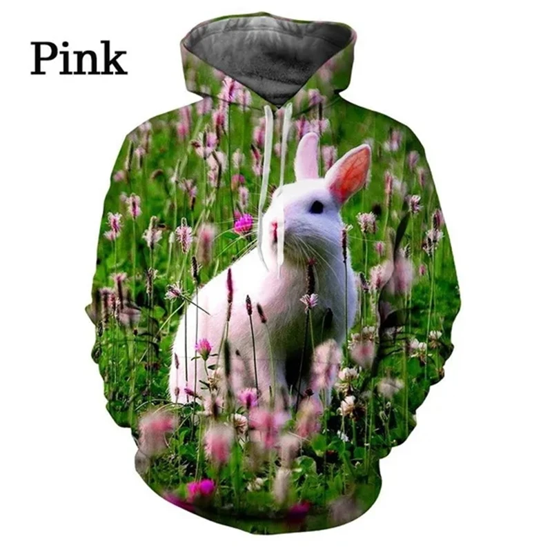 Animal 3D Printing Hoodie Cute Rabbit Pattern Sweatshirt Men Women Casual Long Sleeve Sports Pullover Autumn Children Hoodies