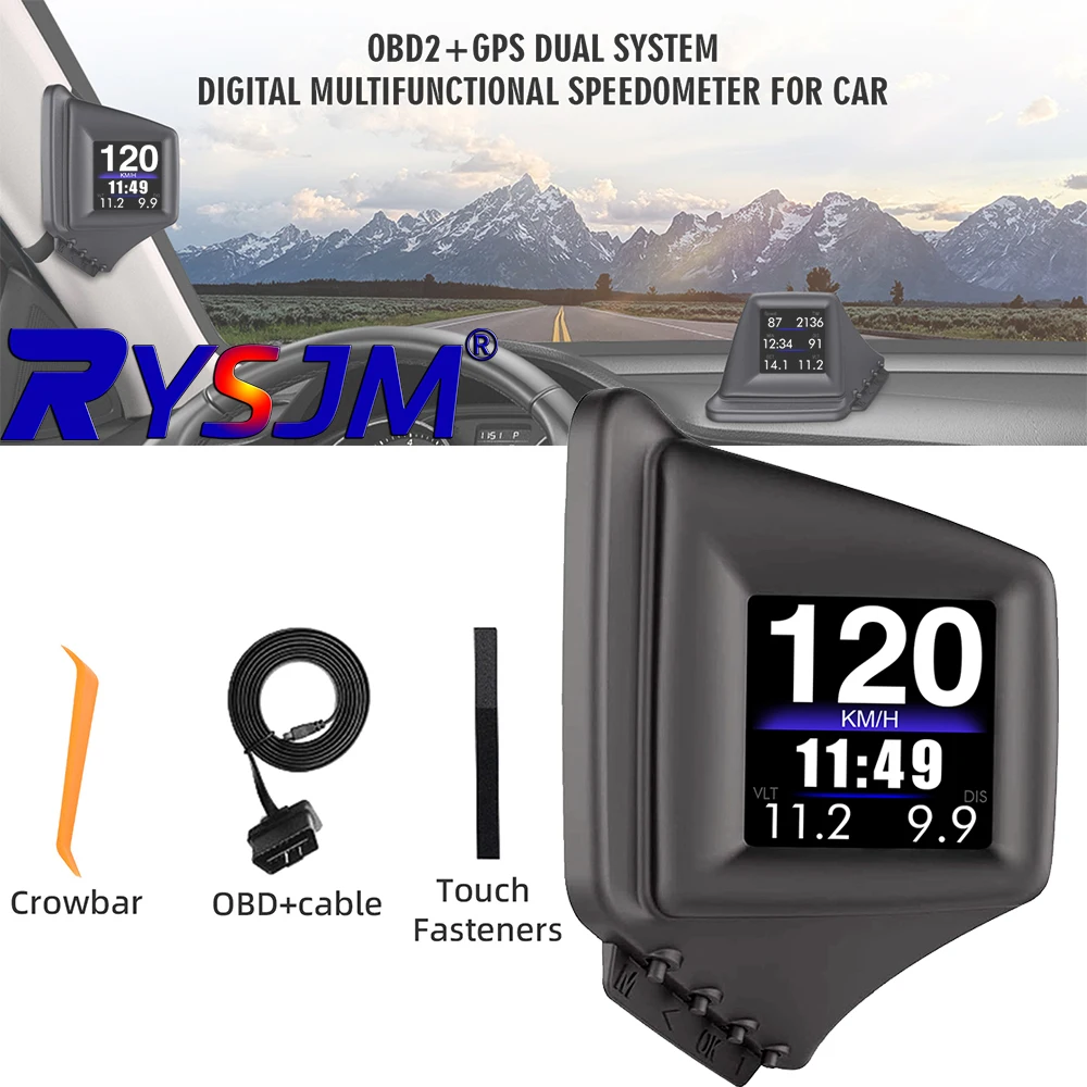 

Новый многофункциональный HUD-гаджет OBD2+GPS: бортовой компьютер для установки на A-стойку, отображение оборотов, давления турбонаддува, температуры масла, температуры воды, GPS-спидометр