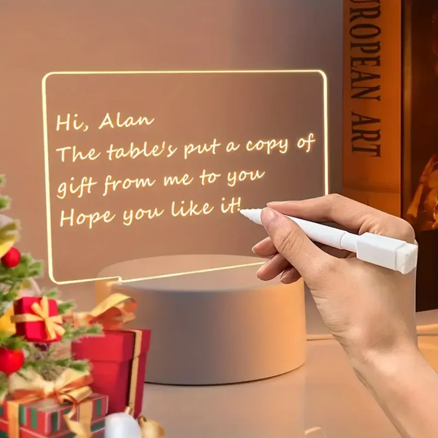 LED writing message board small night light, can erase repeated writing, room living room office workbench message board.