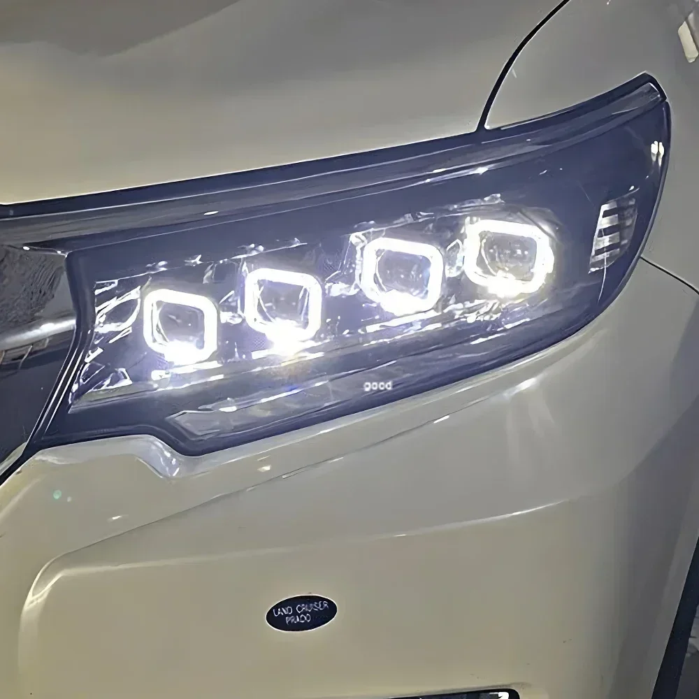 لتويوتا برادو 2018-2023 LED مصابيح السيارة الأمامية الجمعية ترقية بوجاتي تصميم أربعة عدسة العارض اكسسوارات السيارات المصباح #4