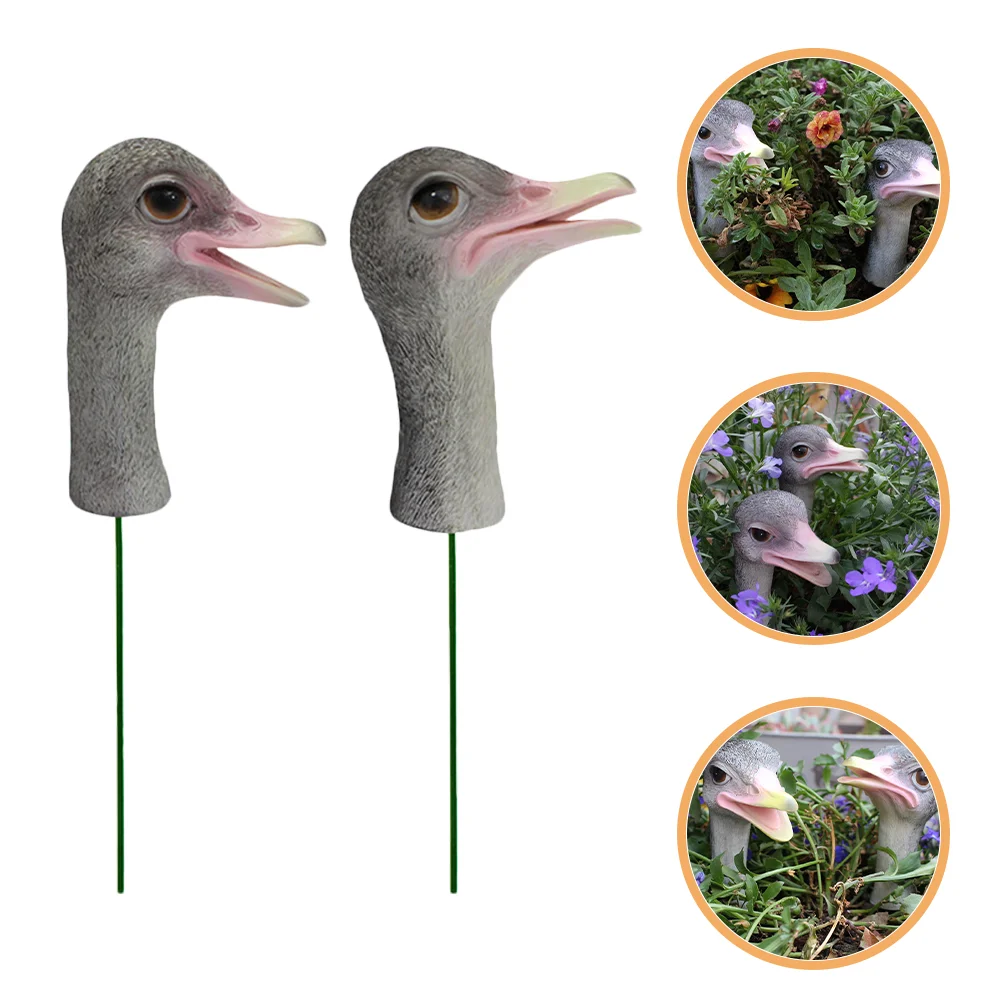 2 Pcs Simulated Ostrich Statue Resin Craft Head Props Decorate Household 1600X650X400CM Crafts Decoration Sculpture Desktop