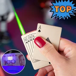 Creative Jet Flashlight Green Flame Poker Lighter Metal Windproof Playing Card Lighter Fun Toys Smoking Accessories Men's Gift