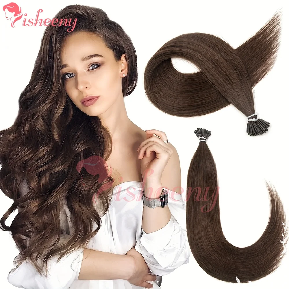 Isheeny Pre‑Bonded U Tip Keratin Hair Extensions Real Human Hair U‑Shape Italian Keratin Tip Firm Grip Not Easy Fall Off Silky Glossy Invisible Fusion Hair Healthy Ends For Thin Fine Hair Women
