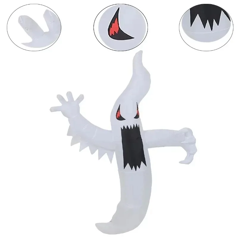 6FT Holiday Lighting White Ghost Decorations Halloween Blow Up Model Luminous Party Holiday Indoor Lawn Courtyard Garden Decor