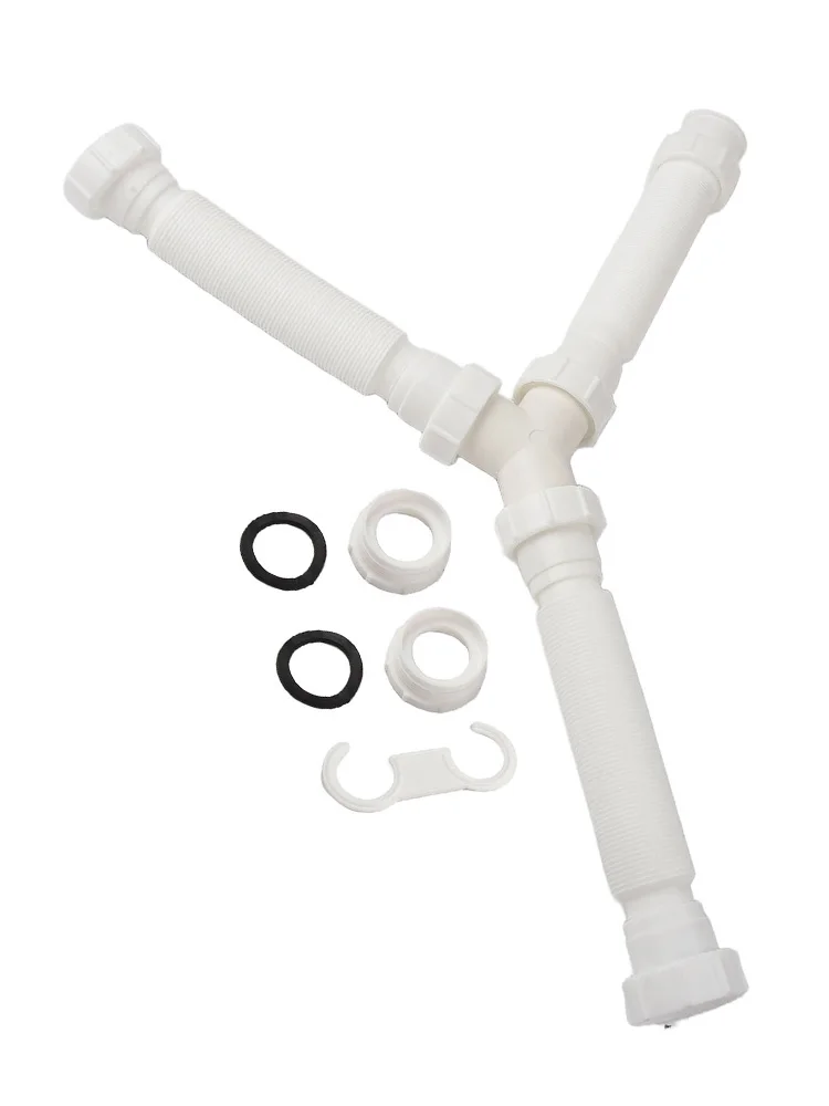 80cm After Stretching Flexible Drain System Compatible With G1-1 2 Pipes Kitchen Drain G1-1 2 Compatible Deep-Threaded Nuts