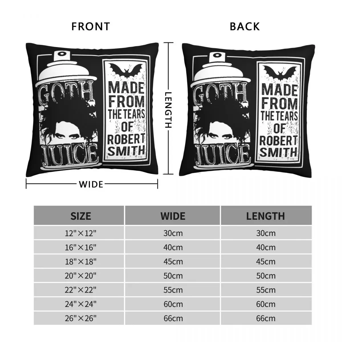 Robert Smith Goth Juice Square Pillowcase Polyester Linen Velvet Creative Zip Decorative Pillow Case Car Cushion Case